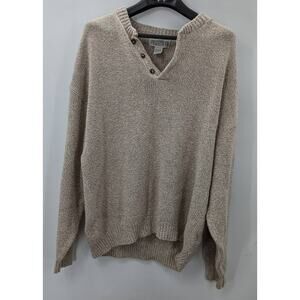 Roundtree & Yorke Authentic Outfitters Tan Knit Sweater Extra Large XL V Neck